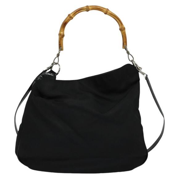 GUCCI Bamboo Hand Bag Nylon Black 001 2128 001 2128 - Picture 2 of 16